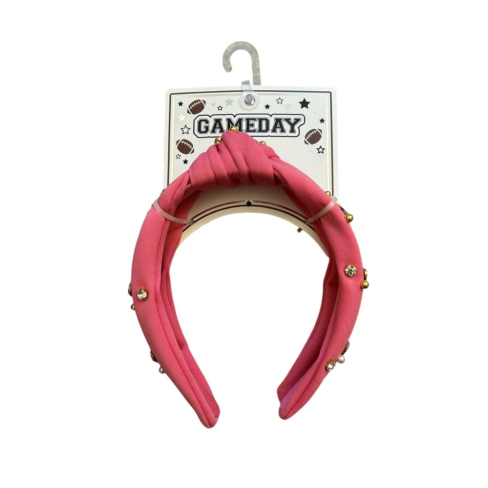 Fantasia Gameday Knotted Headband Women Pink NEW Football Embellished Rhinestone